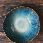 Saladier coquille grand format couleur bleue en céramique